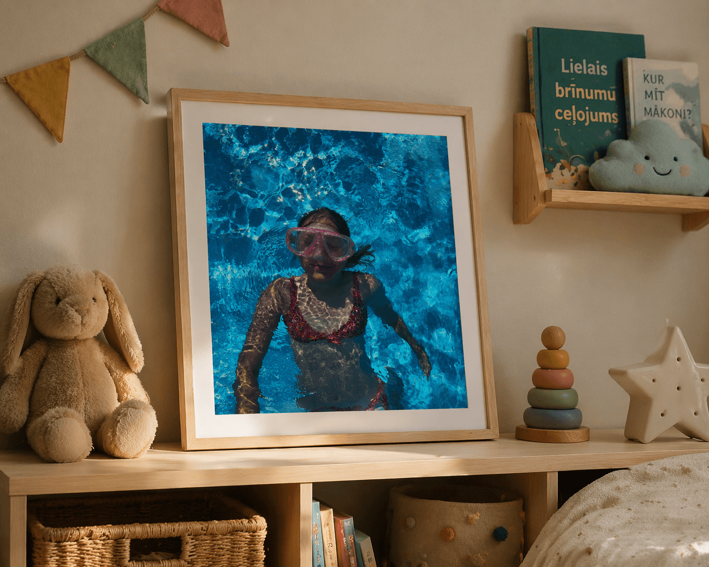 Framed print displayed in a warm home setting